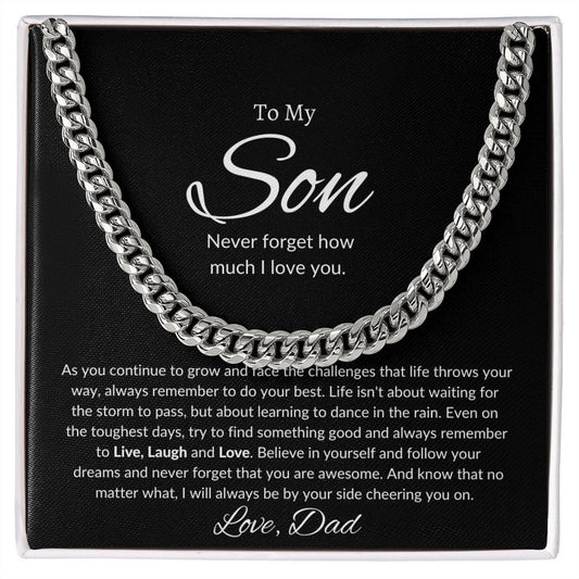To My Son Cuban Necklace | Birthday Gift | Graduation Gift | Gift From dad