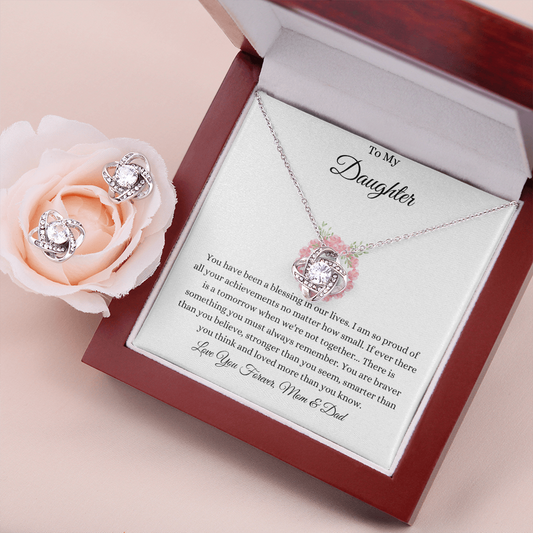 To My Daughter Love Knot Necklace